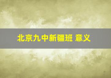 北京九中新疆班 意义